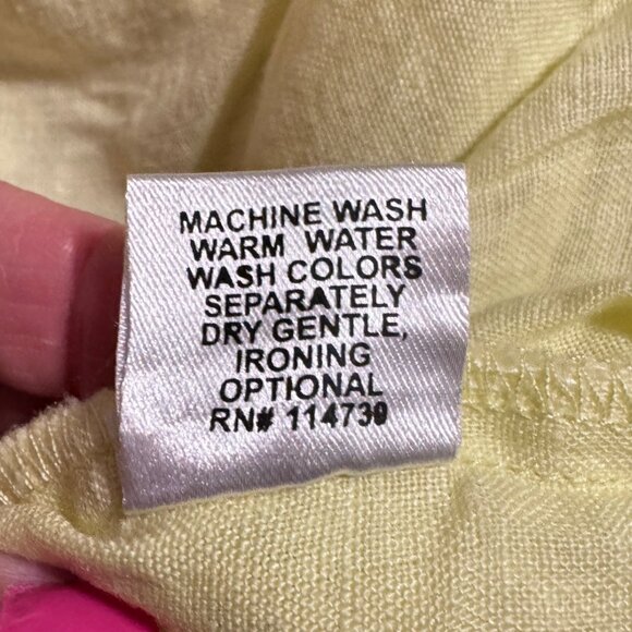 FLAX 100% Washable Linen Yellow Green Peplum Top - Picture 6 of 8